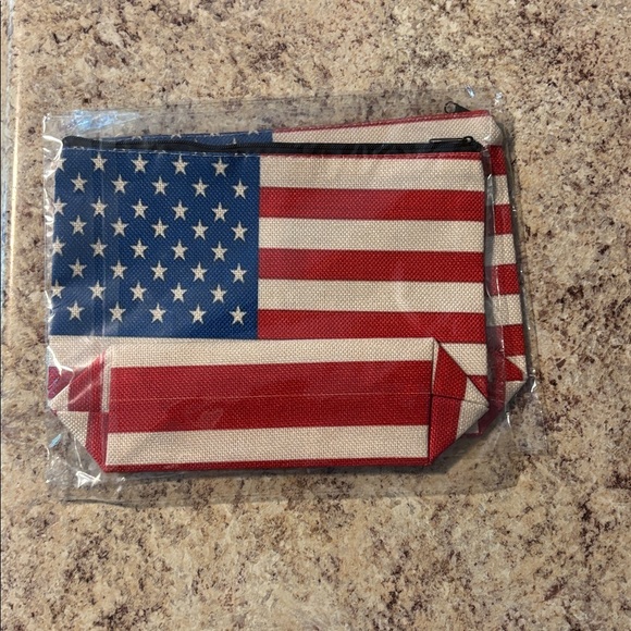 American Flag Cosmetic Canvas Bag NIP - Picture 3 of 3